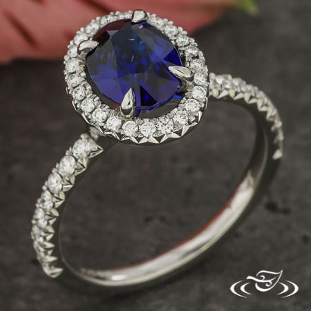 Plat Sapphire And Diamond Halo