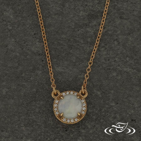 14Kt Rose Gold Round Opal Pendant 