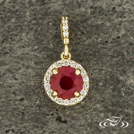 Ruby And Diamond Halo Pendant